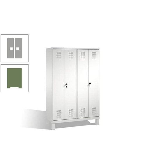 Doppel-Spind, Doppeltüren, Garderobenschrank mit Füßen, 4 Abteile a 300 mm, Korpus anthrazitgrau, Tür anthrazitgrau, 1.850 x 1.200 x 500 mm (HxBxT)