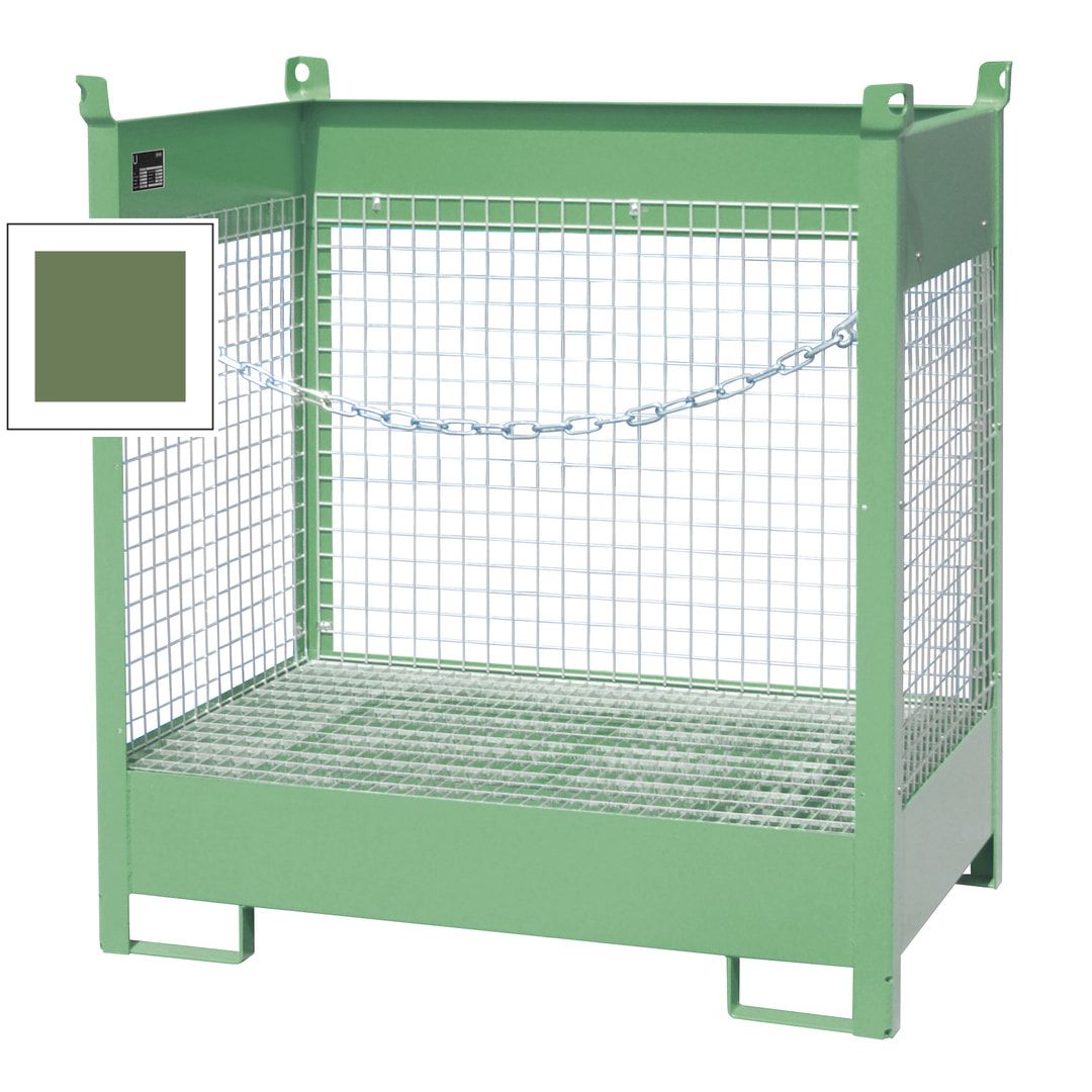 Fass-Stapelpalette - für 2 x 200-l-Fässer - Volumen 210 l - 1.495 x 1.410 x 920 mm (HxBxT) - Drahtgitterwände - feuerrot