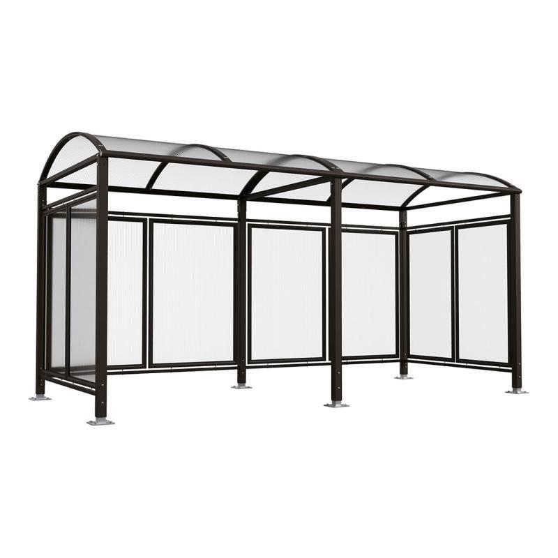 Fahrradunterstand, Fahrradüberdachung, All-in-One+Zusatz, 2.635 x 5.000 x 2.090 mm (HxBxT), auf Bodenplatten, mit Regenrinne, Farbe enzianblau