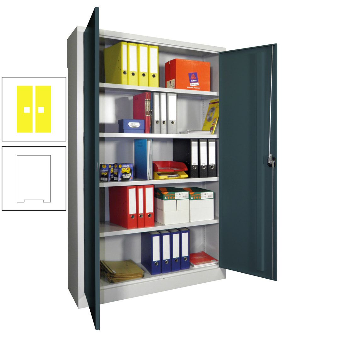 Aktenschrank - Vollblechtüren - 1.950x1.200x400 mm (HxBxT) - 4 Einlegeböden verzinkt - Zylinderschloss - anthrazitgrau