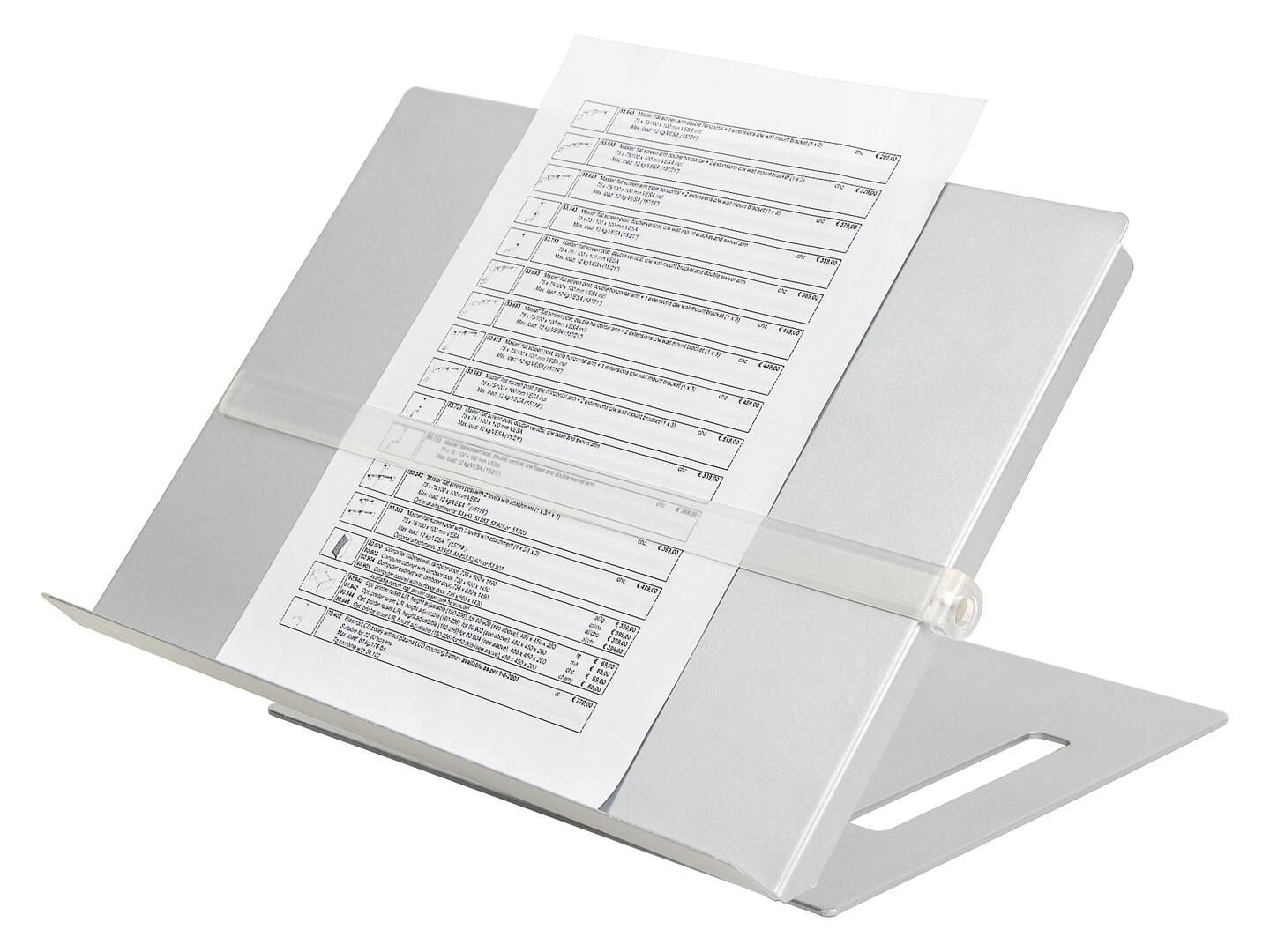 Dokumentenhalter, Dokumentenständer, Lesehalter, Schreibtisch Organizer, bis DIN A3, Tablet-Halter, magnetisches Zeilenlineal, Stahl, höhenverstellbar