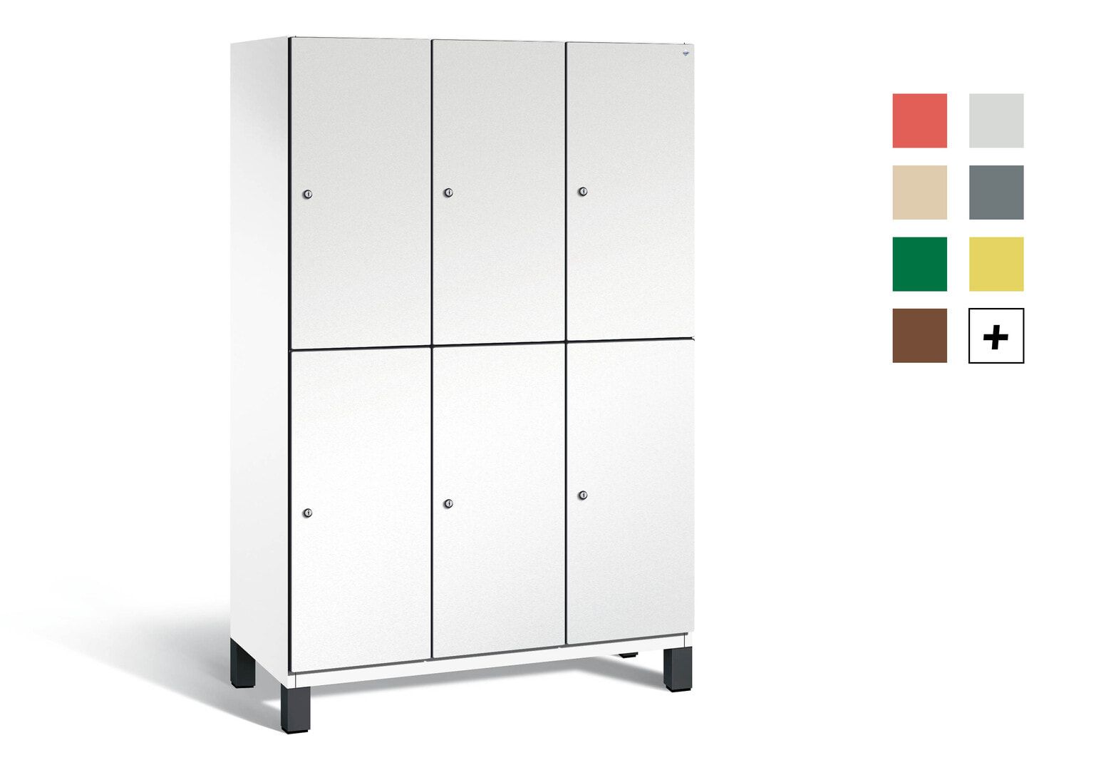 Fächerschrank, Stahlschrank, doppelstöckig, 6 Fächer, Füße, Korpus anthrazitgrau, Tür anthrazitgrau, 1.980 x 1.200 x 525 mm (HxBxT)