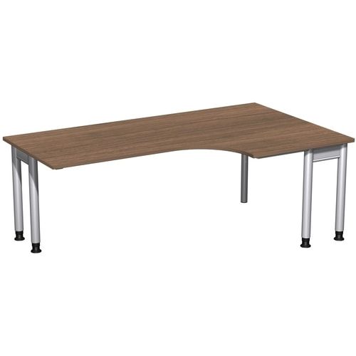 Eckschreibtisch, Eckteil 800 mm, rechts, Füße einseitig verkürzt, 4-Fuß Pro, höhenverstellbar, 680-800 x 1.600 x 1.200 mm (HxBxT), Dekor Ahorn