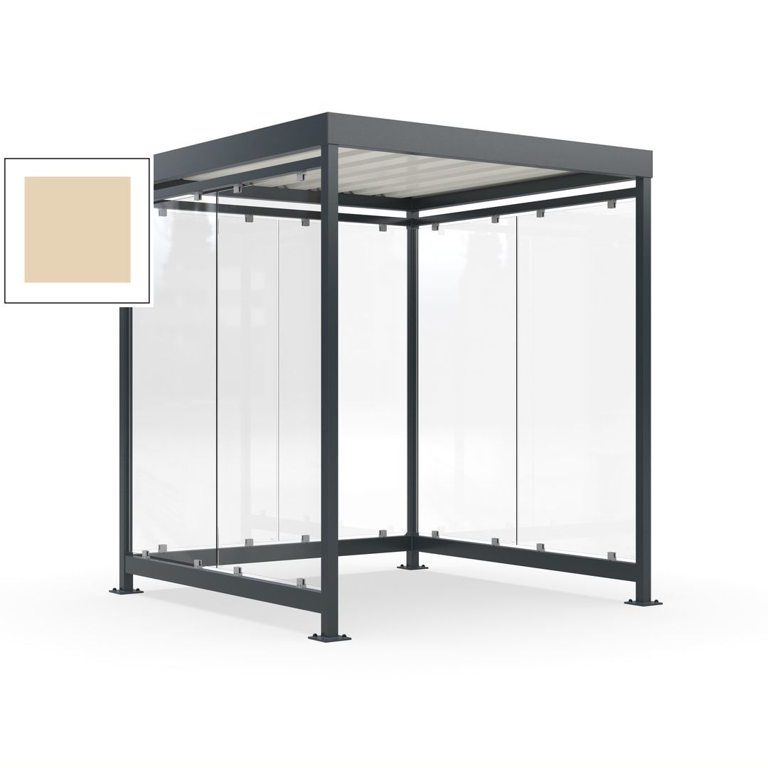 Raucherunterstand, Bushaltestelle, 6-7 Personen, 6 Wände, 2.510 x 2.165 x 2.165 mm (HxBxT), Achatgrau