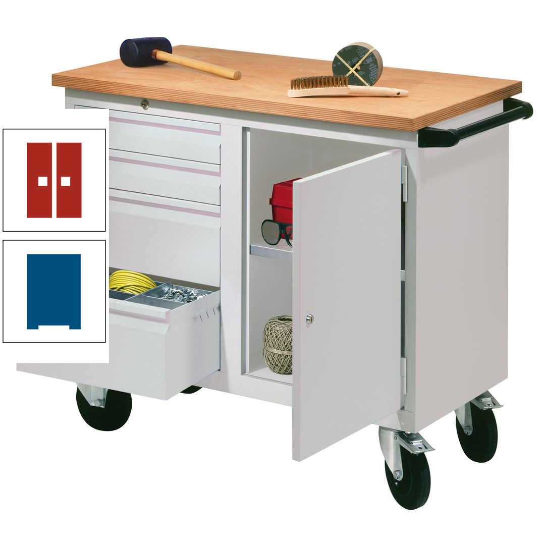 Mobile Werkbank - Werkstattwagen - 915 x 1.090 x 600 mm - 4 Schubladen und Schrankfach - anthrazitgrau
