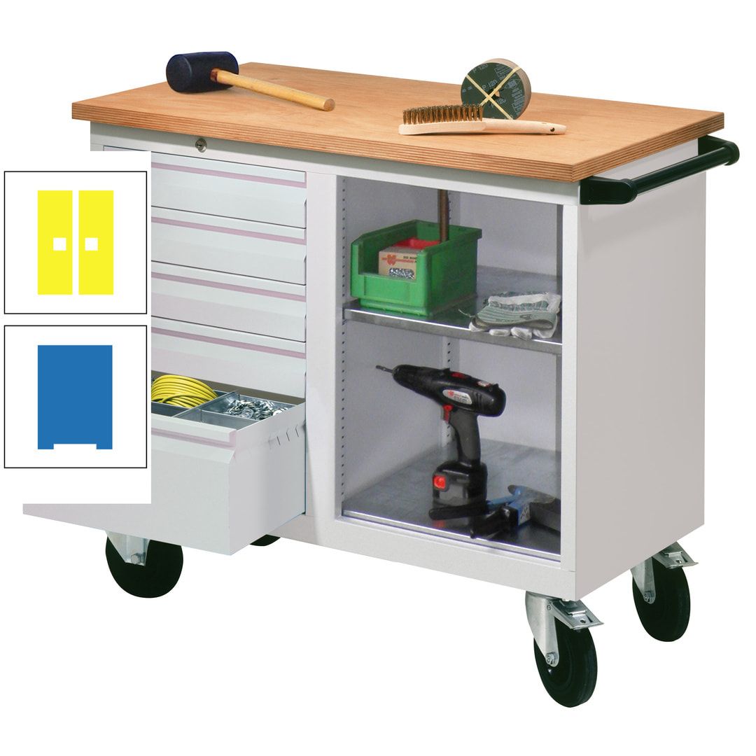 Mobile Werkbank - Werkstattwagen - 915 x 1.090 x 600 mm - 5 Schubladen und Ablagefach - anthrazitgrau