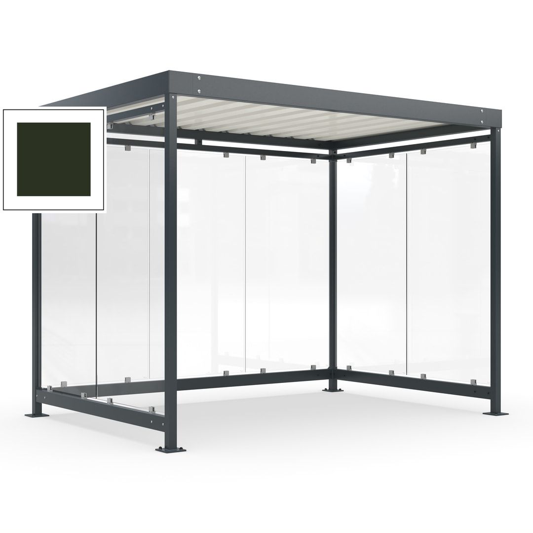 Raucherunterstand, Bausatz, Fahrgastunterstand, Bushaltestelle, 2.510 x 3.180 x 2.165 mm (HxBxT), 7 Wände, Achatgrau