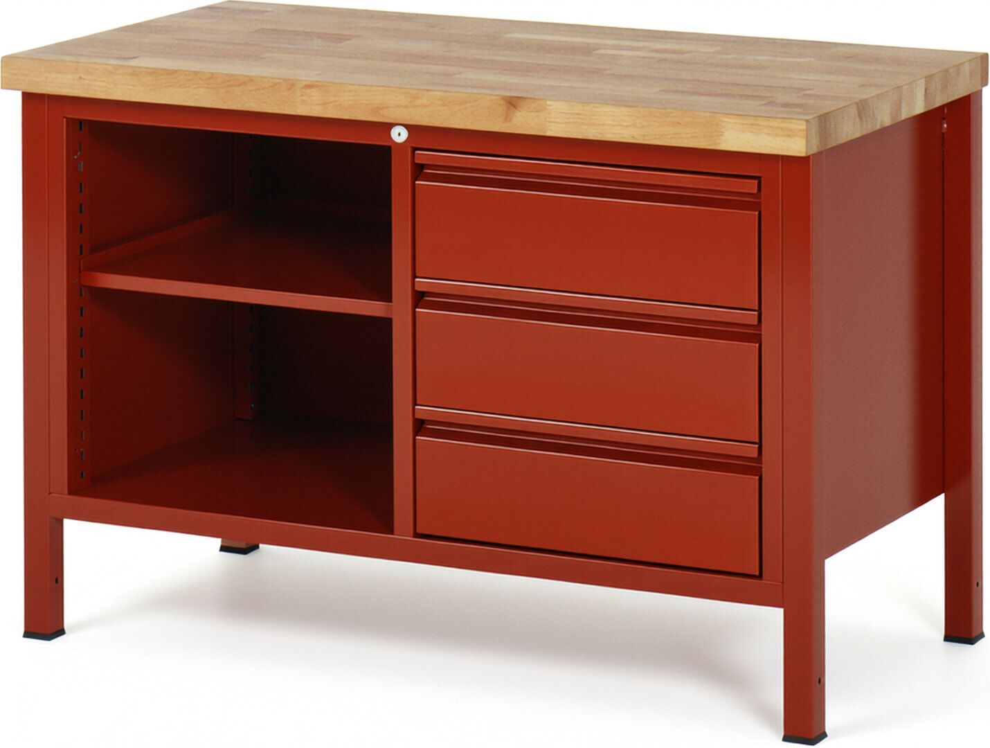 Werkbank - 3 Schubladen - 180:3 - höhenverstellbar 840 - 1.040 mm - 1.250 x 700 mm (BxT) - Traglast 1.250 kg - Buche - Anthrazitgrau