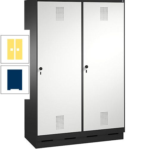 Doppel-Spind, Garderobenschrank, 2 Türen für 4 Abteile a 300 mm, Korpus anthrazitgrau, Türen anthrazitgrau, 1.800 x 1.200 x 500 mm (HxBxT)