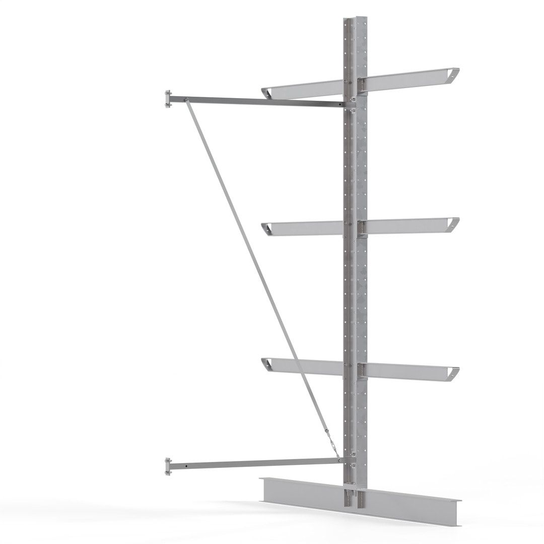 Doppelseitiges Kragarmregal feuerverzinkt, für Außenbereiche - Anbauregal - 3.500 x 2.580 mm (HxT) - Feldbreite 1.500 mm - 800 kg - KARL heavy