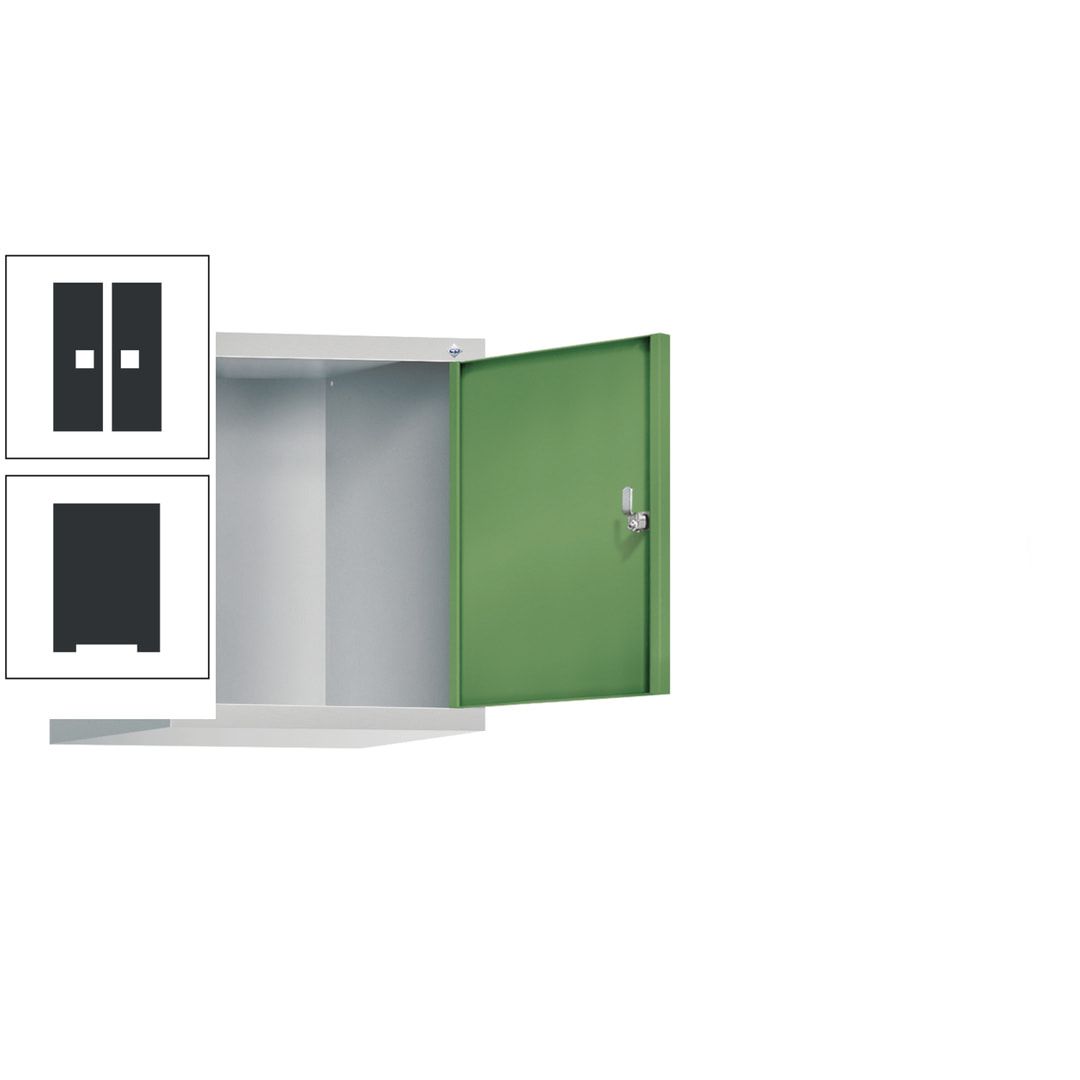 Aufsatzschrank für Spinde und Schließfachschränke, 1 Abteil, Korpus anthrazitgrau, Türen anthrazitgrau, 500 x 420 x 500 mm (HxBxT), Stahlschrank