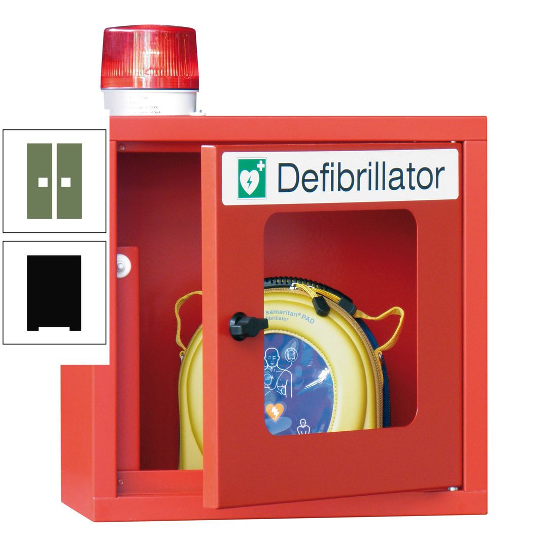 Defibrillatorenschrank mit akustischem und optischem Alarm - 490 x 400 x 200 mm (HxBxT) - Sichtfenster - anthrazitgrau