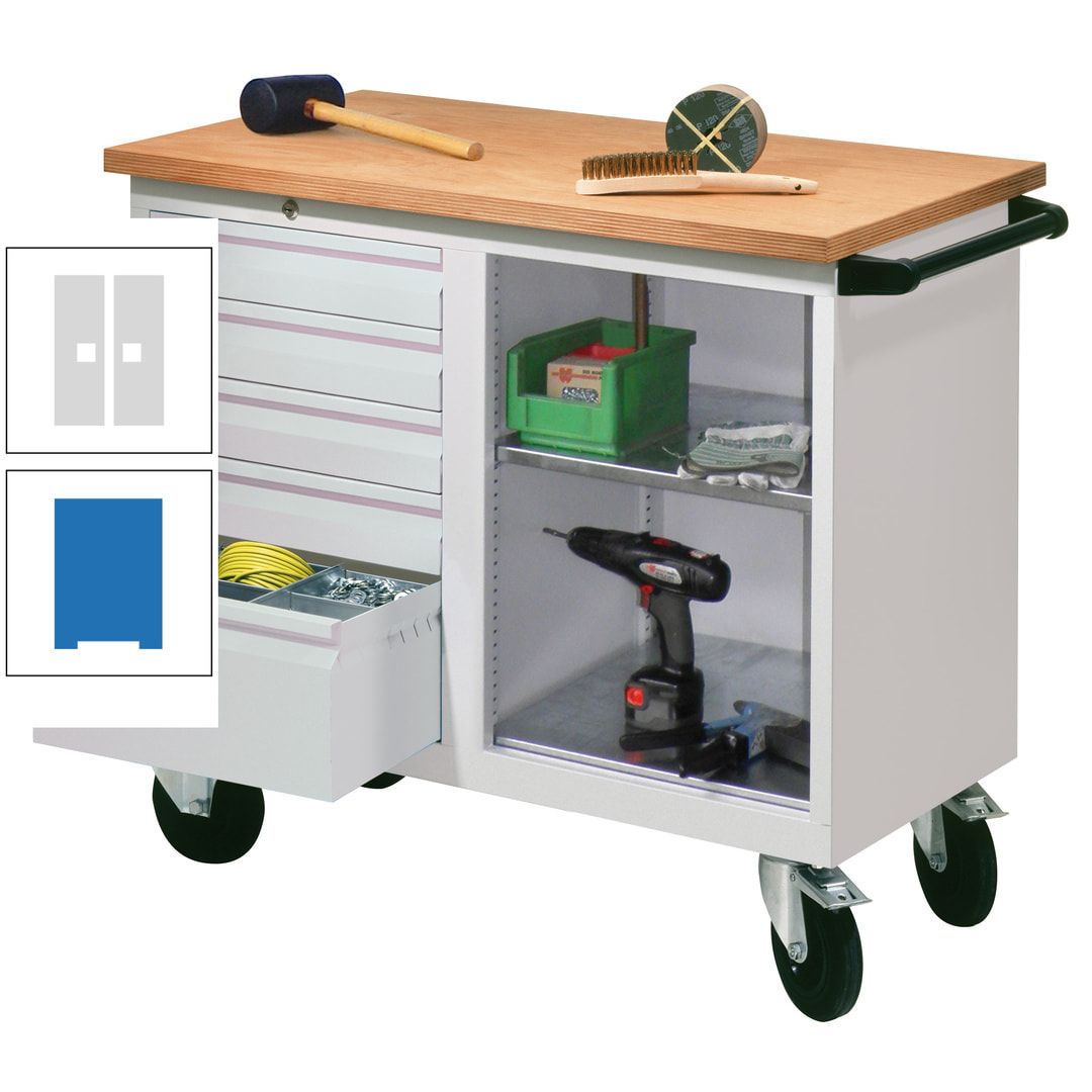 Mobile Werkbank - Werkstattwagen - 915 x 1.090 x 600 mm - 5 Schubladen und Ablagefach - anthrazitgrau