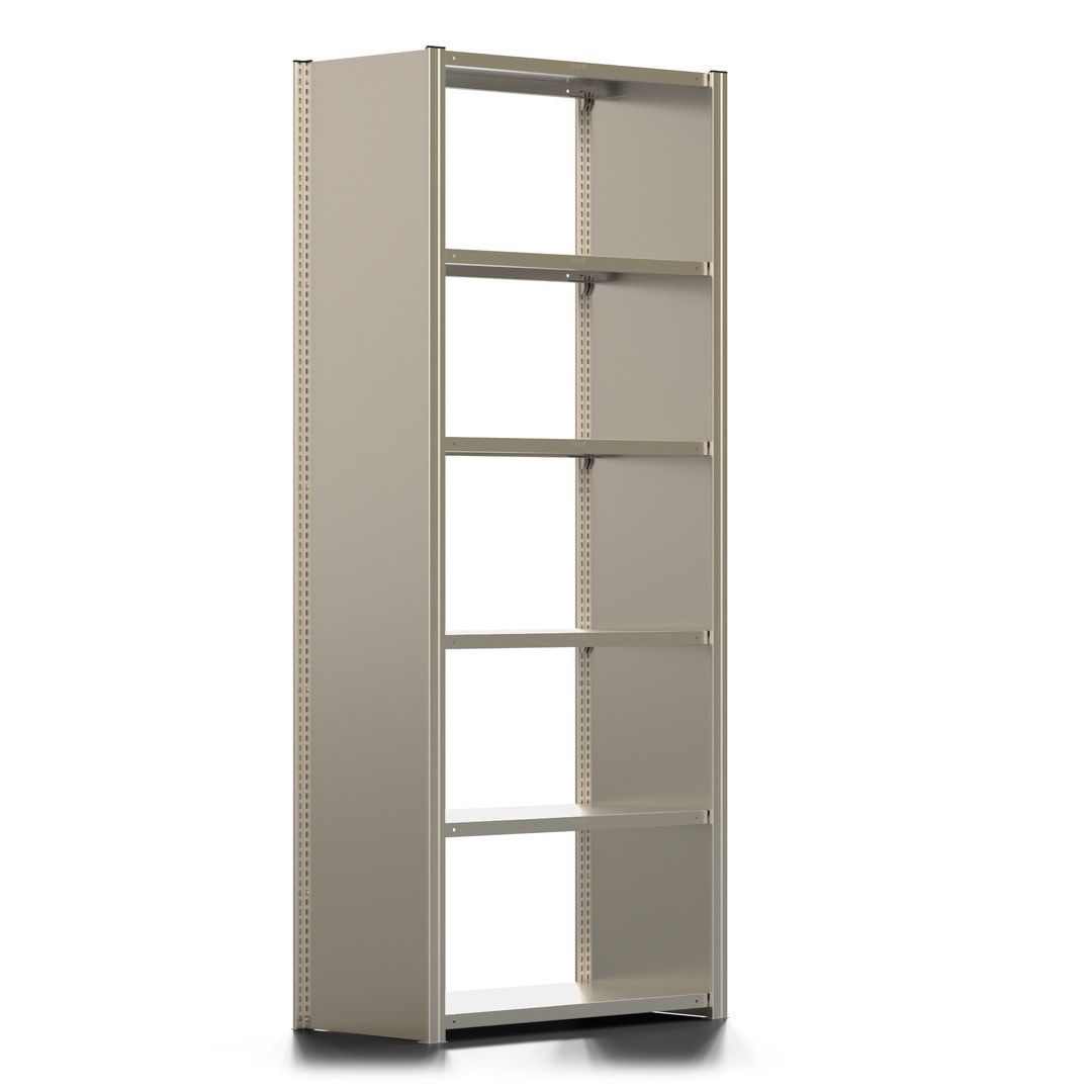 Fachbodenregal mit Seitenwand - 350 kg - 2.500 x 1.005 x 500 mm (HxBxT) - Anbauregal - 6 Böden - verzinkt - Lagerregal - Steckregal - BERT