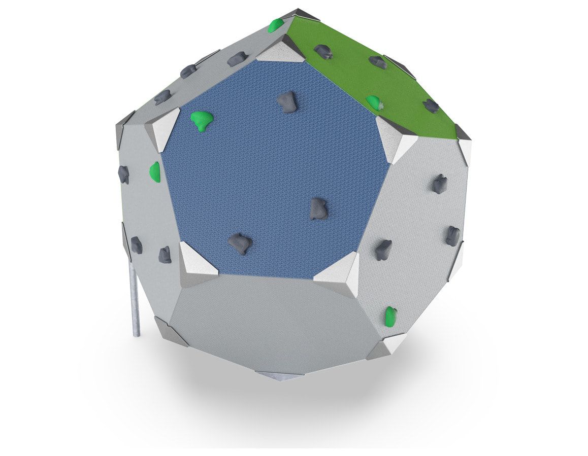 Kletterwürfel, Klettergriffe, schräge Panels, Kletterstollen, recyceltes Material, für ca.8 Nutzer, Maße 2.050 x 2.150 x 1.830 mm (HxBxT), mehrfarbig