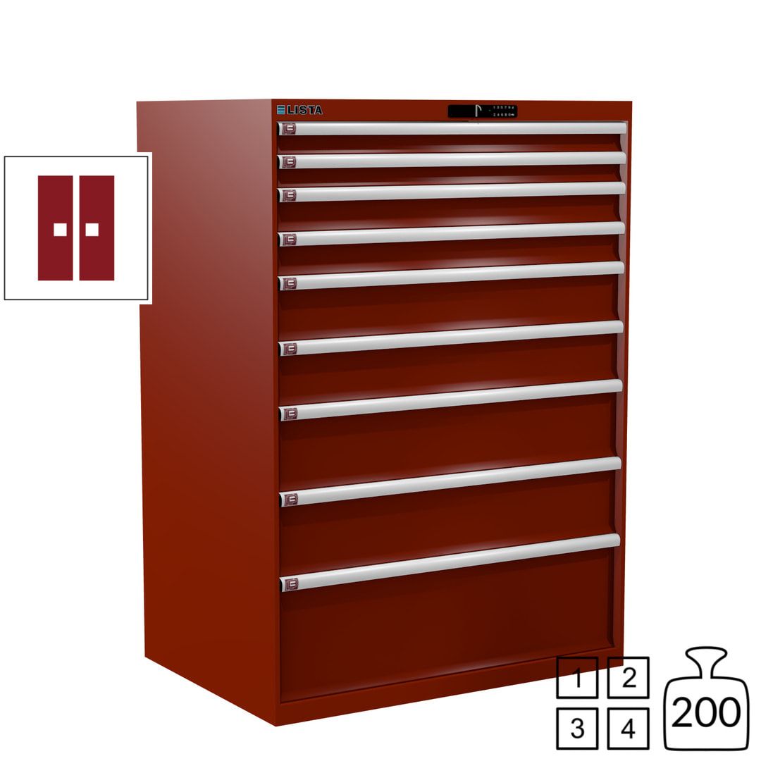 Lista Schubladenschrank - 12.550.010 - 1.450x1.023x725 mm (HxBxT) - 9 Schubladen - 200 kg - Key Lock - lichtblau (RAL 5012)