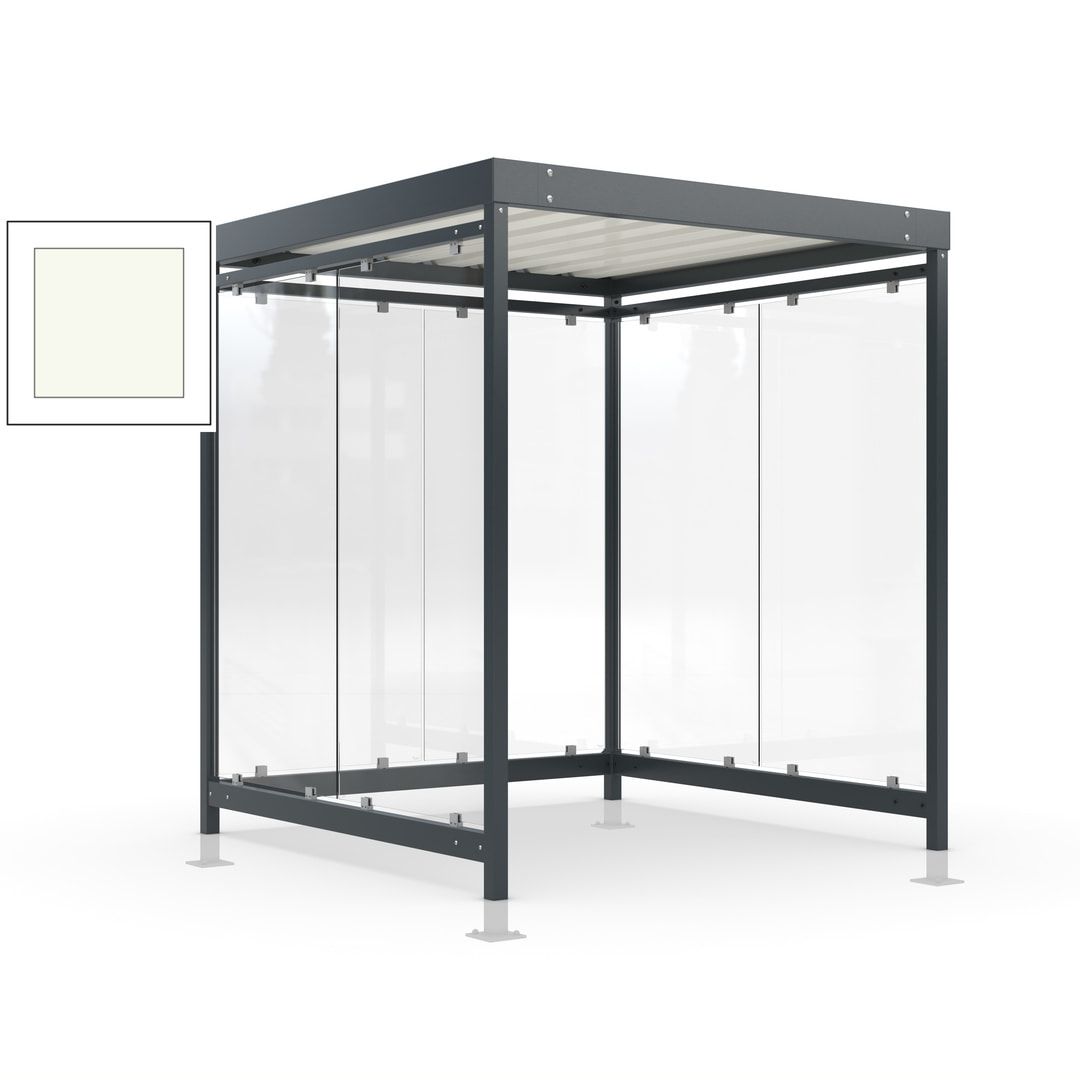 Raucherunterstand, Bushaltestelle, Bausatz, mit Überpflasterung, 6-7 Personen, 6 Wände, 2.440 x 2.165 x 2.165 mm (HxBxT), Achatgrau