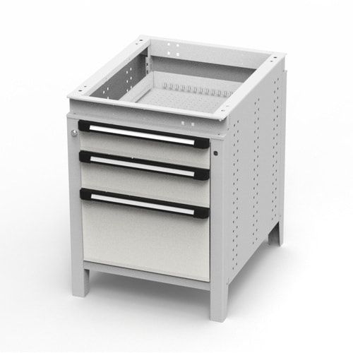 OTTOKIND Werkbank - Arbeitsplatte bündig - 850 x 605 x 750 mm (HxBxT) - 3 Schubladen - lichtgrau