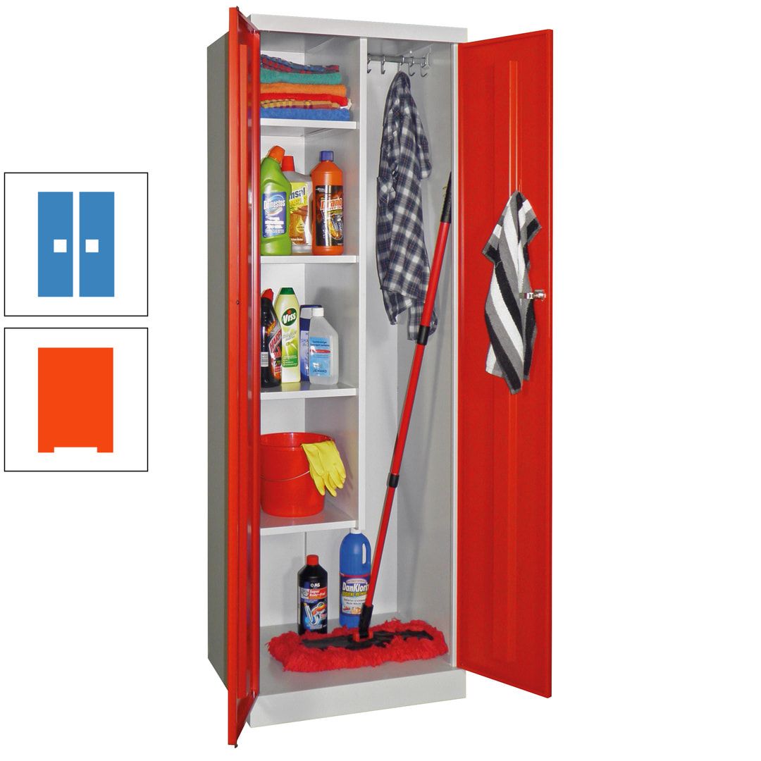 Putzschrank mit Sockel - 1 Abteil mit Trennwand - 1.800x600x500 mm (HxBxT) - Zylinderschloss - anthrazitgrau