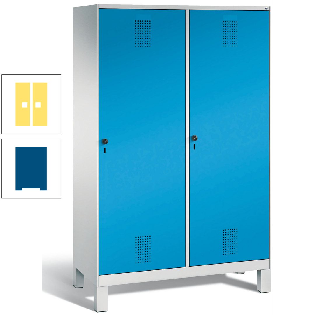Doppel-Spind, Garderobenschrank, 2 Türen für 4 Abteile a 300 mm, Korpus anthrazitgrau, Türen anthrazitgrau, 1.850 x 1.200 x 500 mm (HxBxT)