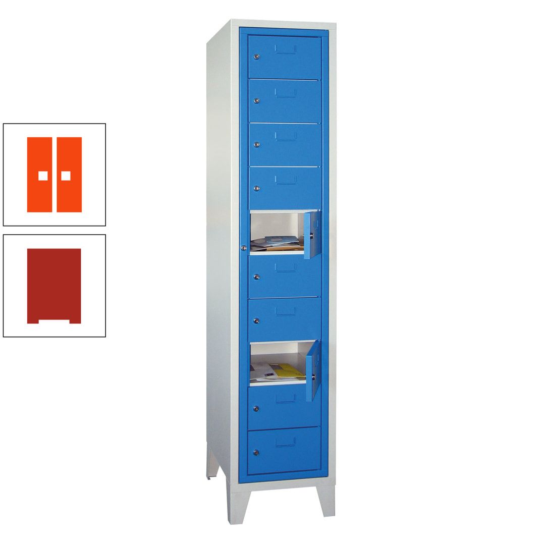 Schließfachschrank - Wäscheausgabeschrank - 10 Fächer a 315 mm - 1.850x400x500 mm (HxBxT) - Füße - Zylinderschloss - anthrazitgrau