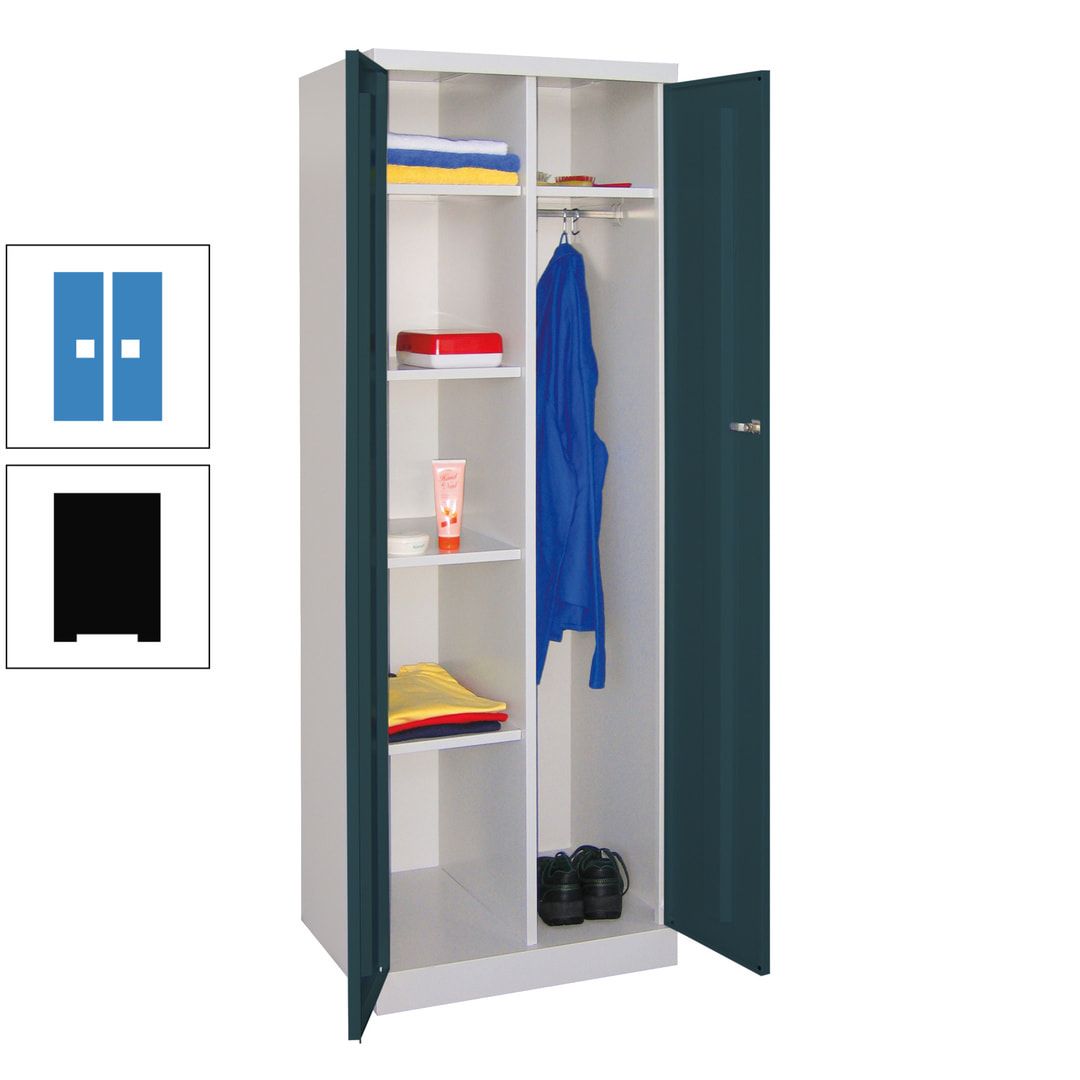Kleiderschrank mit Sockel - Spind - 1 Abteil mit Trennwand - 1.800x600x500 mm (HxBxT) - Zylinderschloss - anthrazitgrau