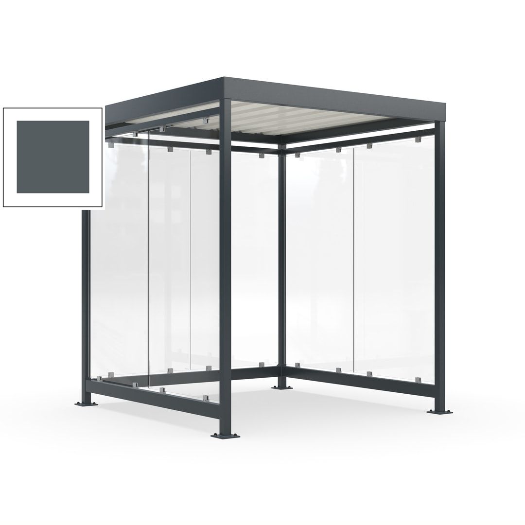 Raucherunterstand, Bushaltestelle, 6-7 Personen, 6 Wände, 2.510 x 2.165 x 2.165 mm (HxBxT), Achatgrau