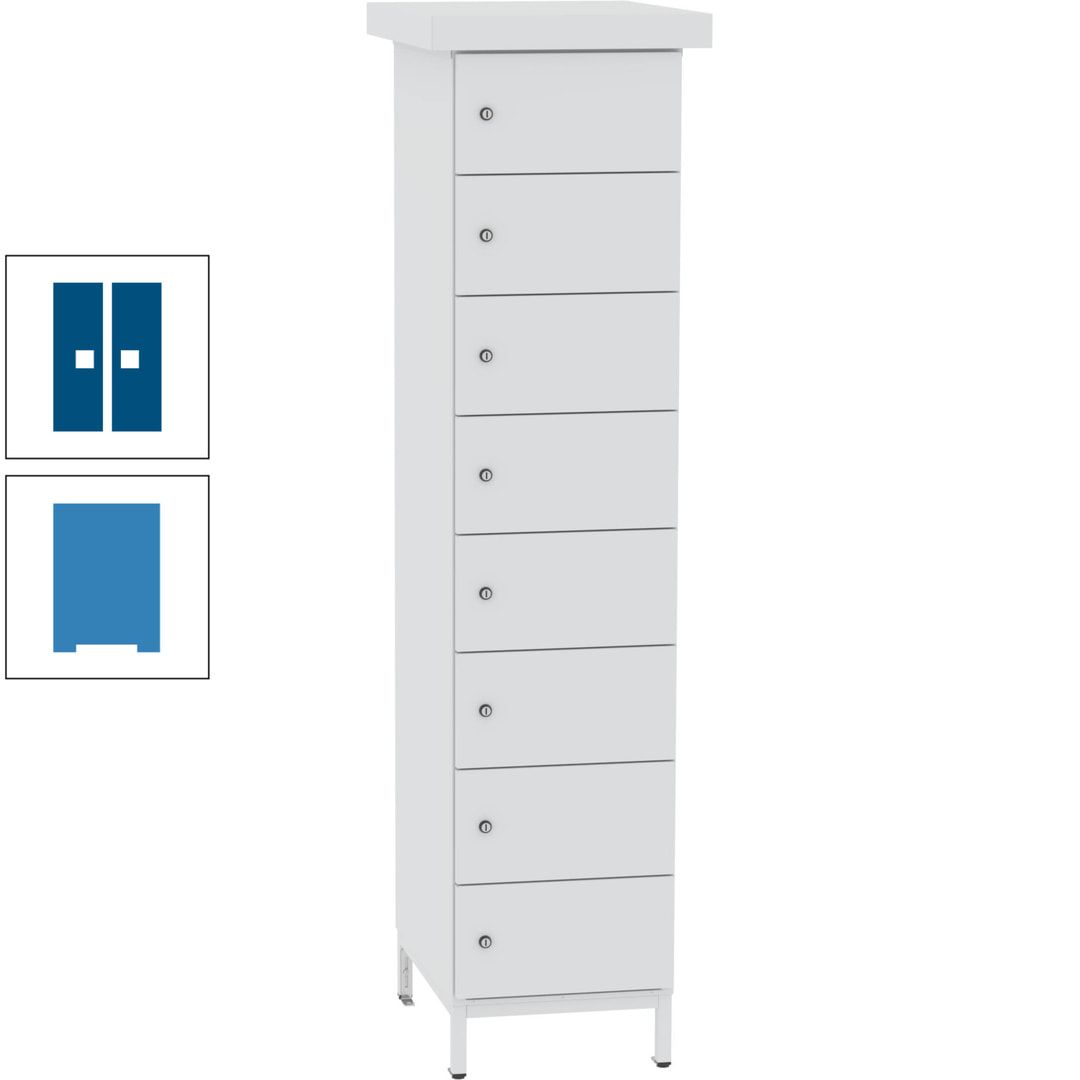 Akkuschrank, Batterieladeschrank, 8 Fächer, Schutzart IP54, Schuko, 1.855 x 400x 570 mm (HxBxT), Korpusfarbe anthrazitgrau, Frontfarbe anthrazitgrau