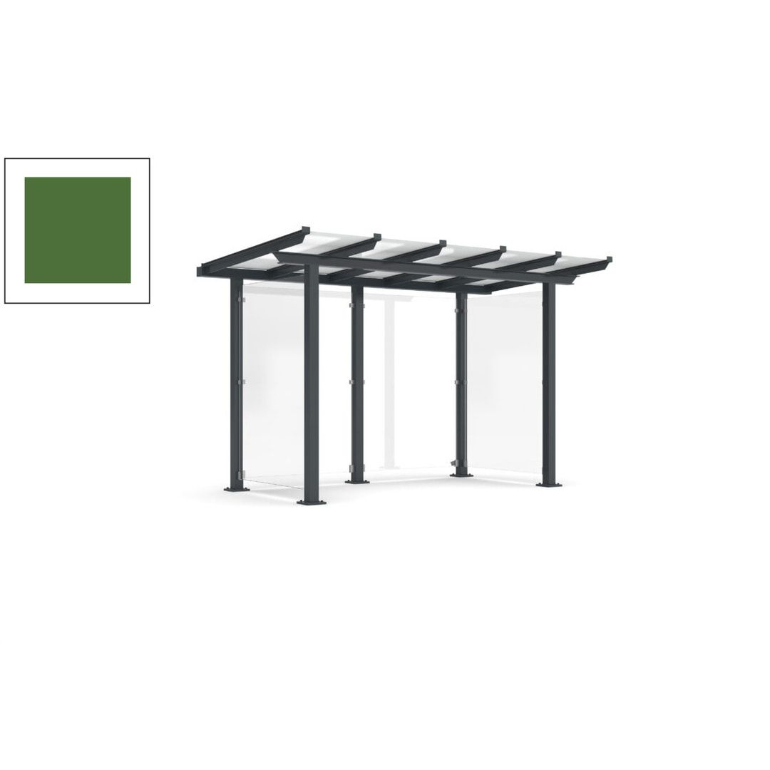 Unterstand mit Pultdach und Sicherheitsglas - feuerverzinkt und farbbeschichtet - 2.435 x 3.850 x 2.090 (HxBxT) - Farbe Achatgrau