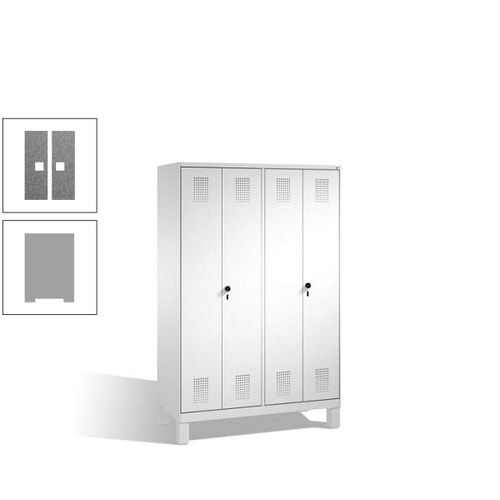 Doppel-Spind, Doppeltüren, Garderobenschrank mit Füßen, 4 Abteile a 300 mm, Korpus anthrazitgrau, Tür anthrazitgrau, 1.850 x 1.200 x 500 mm (HxBxT)