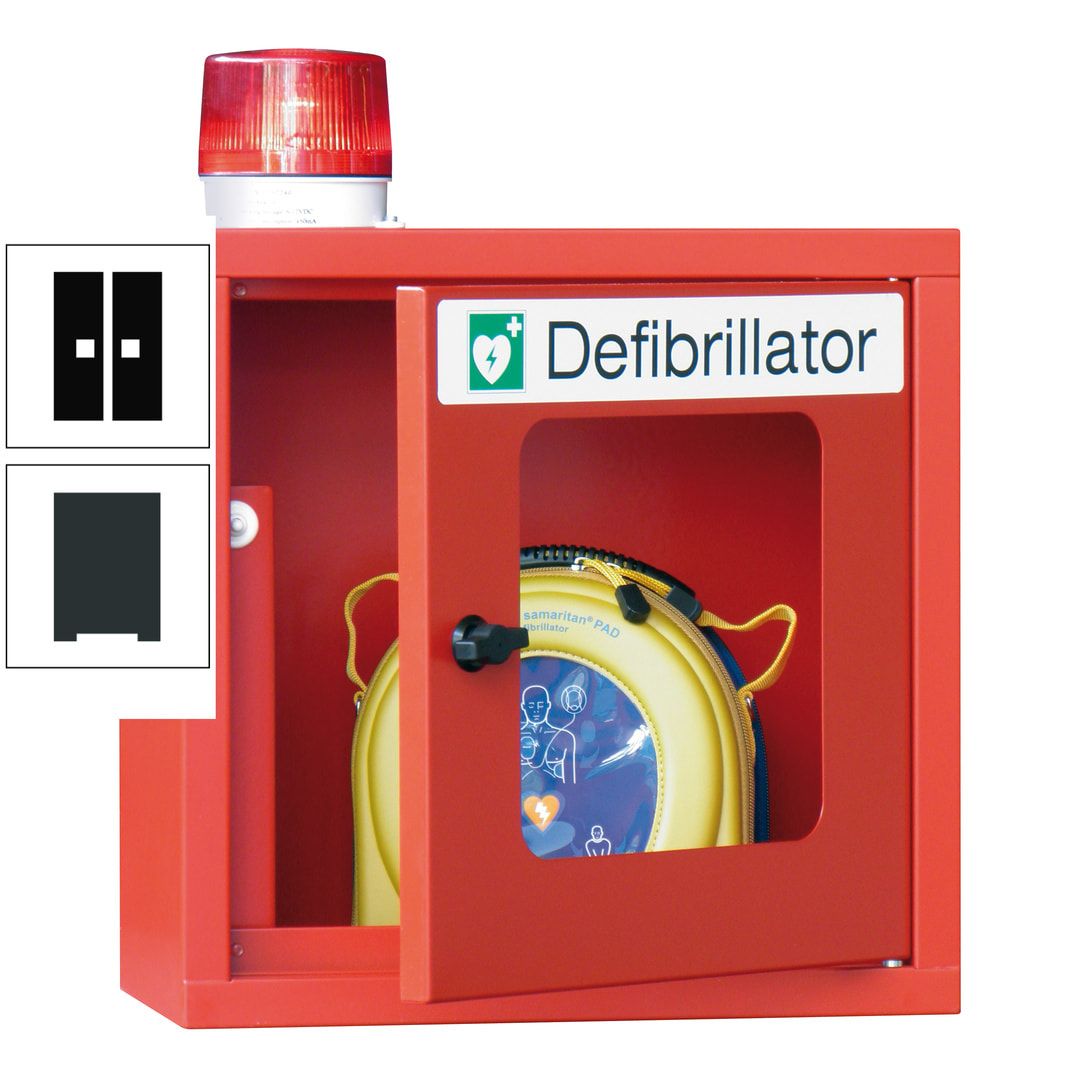 Defibrillatorenschrank mit akustischem und optischem Alarm - 490 x 400 x 200 mm (HxBxT) - Sichtfenster - anthrazitgrau