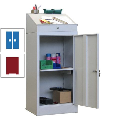 Stehpult mit Schrank - Vollblechtür - Zylinderschloss - 1 Ausziehboden - 1.270x500x500 mm (HxBxT) - anthrazitgrau