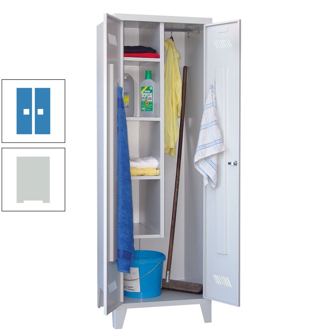 Putzschrank mit Füßen - 1 Abteil mit Trennwand - 1.850x600x500 mm (HxBxT) - Drehriegel - anthrazitgrau