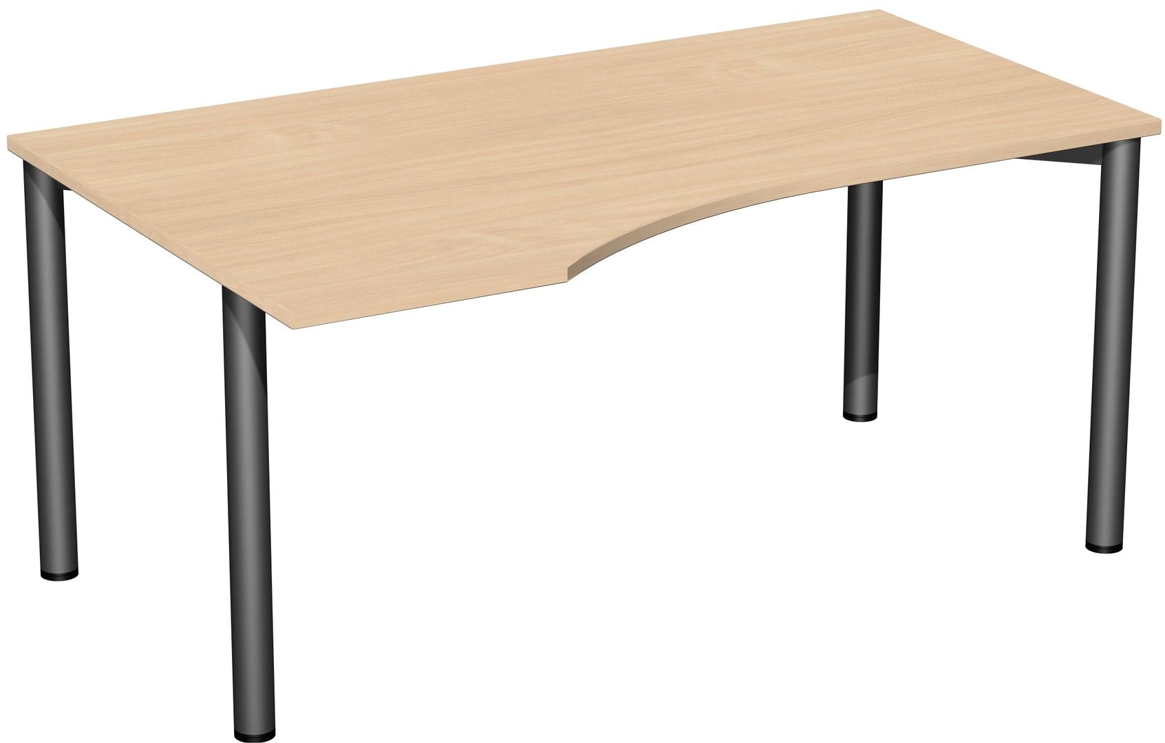 Eckschreibtisch - Ecke links - 4-Fuß Flex - 720 x 1.600 x 1.000 mm (HxBxT) - Gestell anthrazit - Ahorn