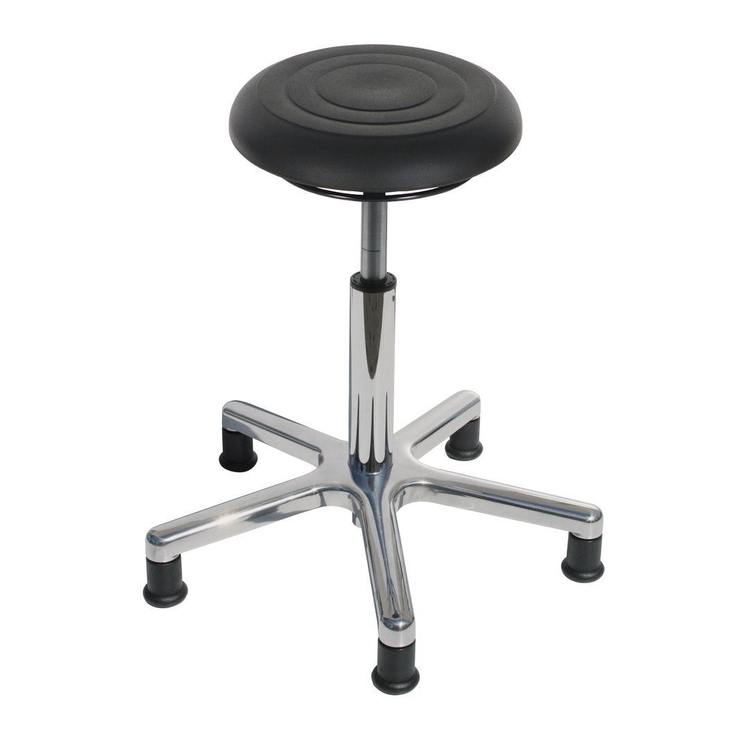 Arbeitshocker - Sitzhöhe 480 - 660 mm - PU Schaum - Aluminium Fußkreuz mit Gleitern