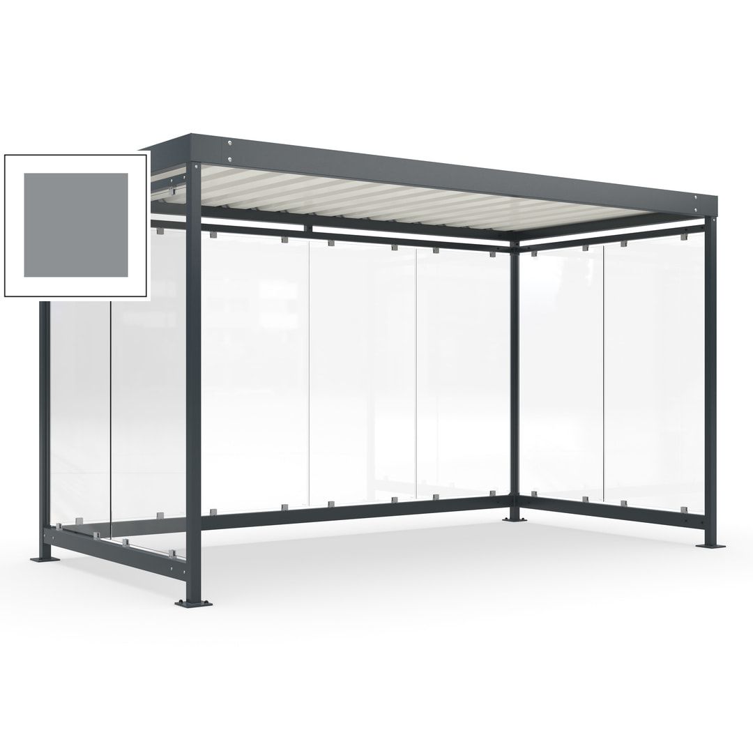 Fahrradunterstand, Fahrgastunterstand, Bushaltestelle, Bausatz, 12-13 Personen, 2.510 x 4.195 x 2.165 mm (HxBxT), 8 Wände, Achatgrau