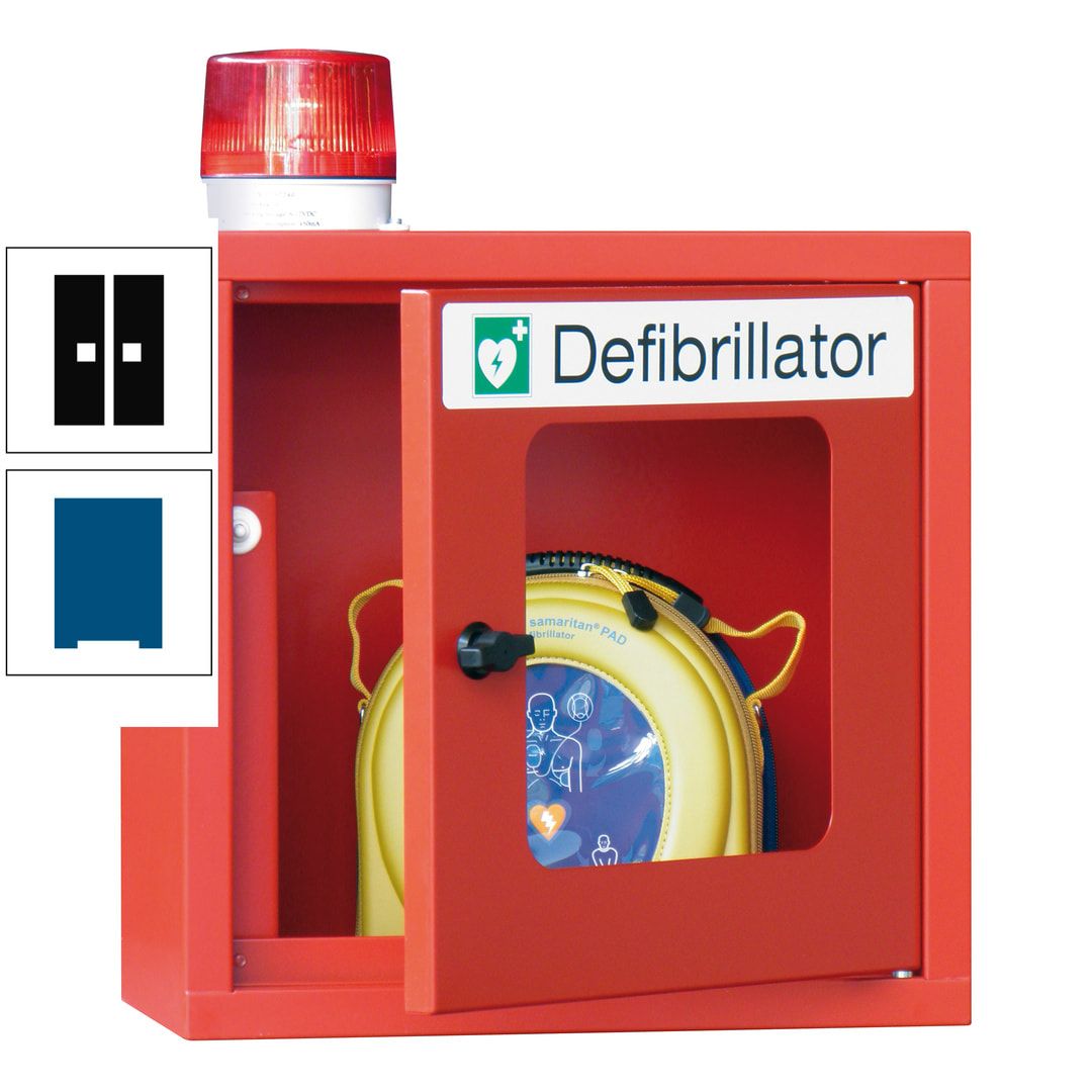 Defibrillatorenschrank mit akustischem und optischem Alarm - 490 x 400 x 200 mm (HxBxT) - Sichtfenster - anthrazitgrau