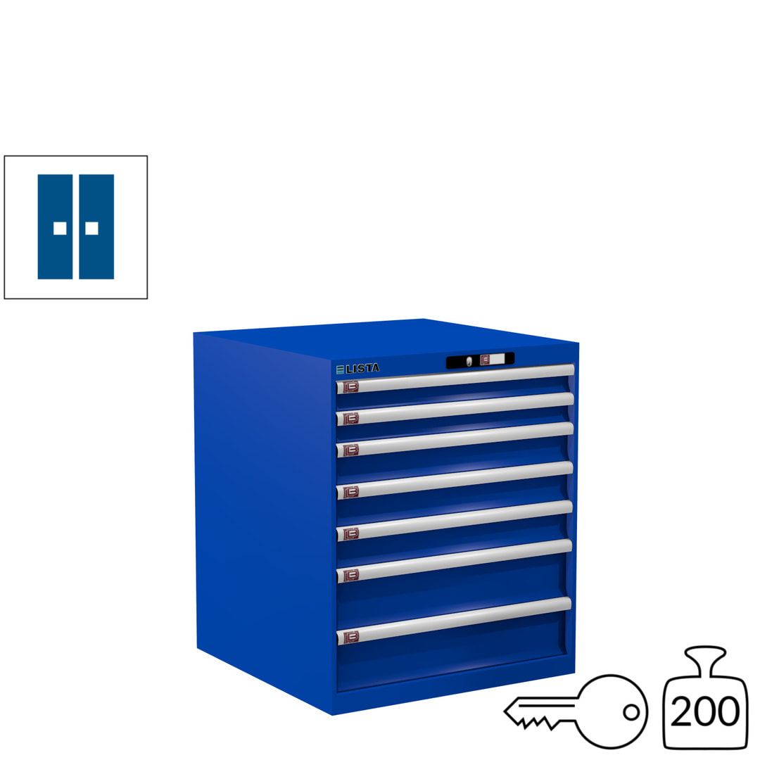 Lista Schubladenschrank - 14.409.010 - 850x717x725 mm (HxBxT) - 7 Schubladen - 75 kg - Key Lock - lichtblau (RAL 5012)