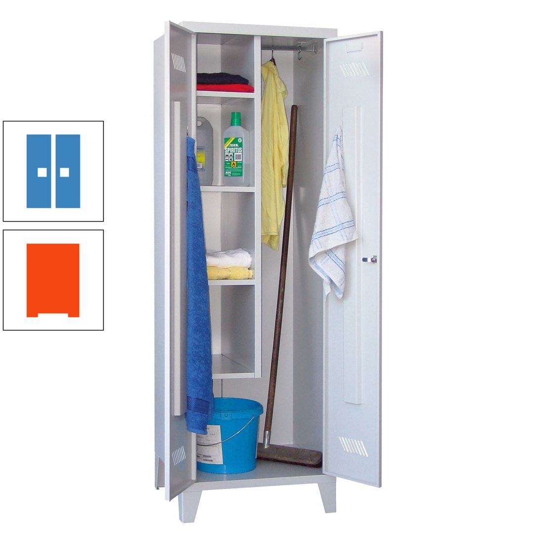 Putzschrank mit Füßen - 1 Abteil mit Trennwand - 1.850x600x500 mm (HxBxT) - Drehriegel - anthrazitgrau
