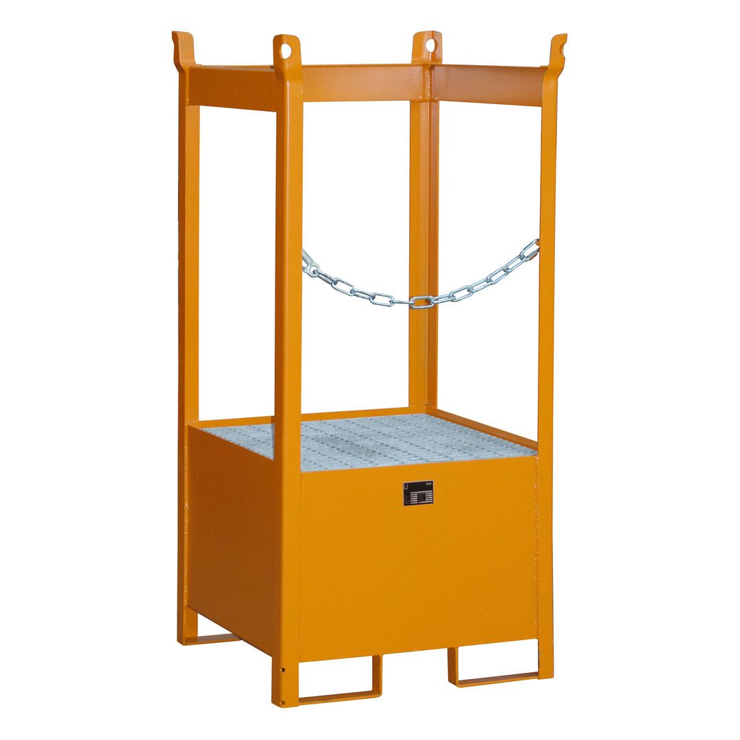 Fass-Stapelpalette - für 1 x 200-l-Fass - Volumen 210 l - 1.590 x 760 x 760 mm (HxBxT) - offene Seiten - feuerrot