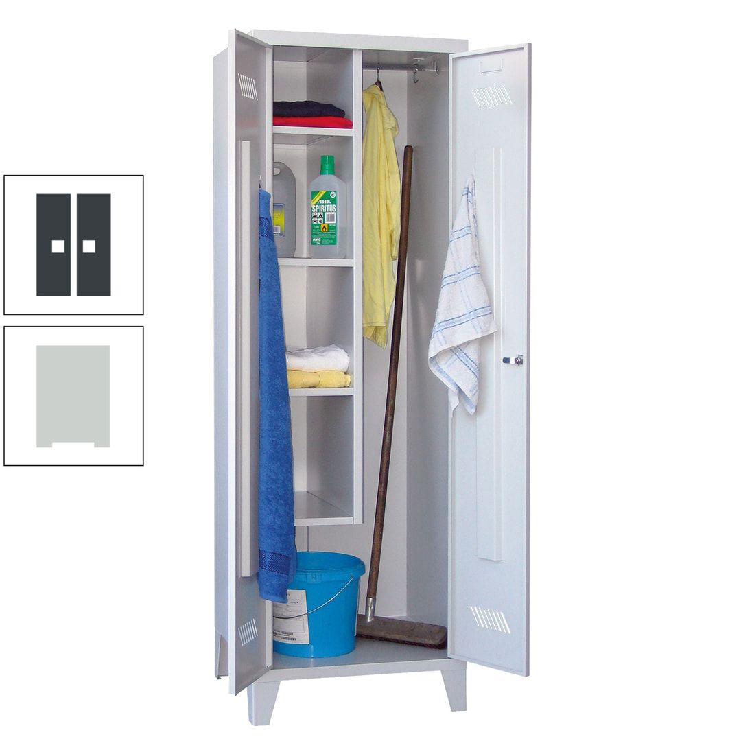 Putzschrank mit Füßen - 1 Abteil mit Trennwand - 1.850x600x500 mm (HxBxT) - Drehriegel - anthrazitgrau
