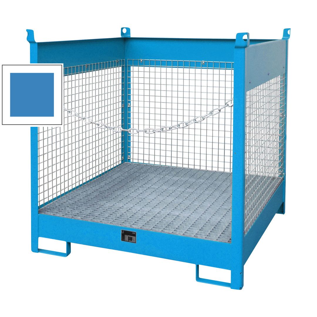 Fass-Stapelpalette - für 4 x 200-l-Fässer - Volumen 220 l - 1.435 x 1.410 x 1.410 mm (HxBxT) - Drahtgitterwände - feuerrot