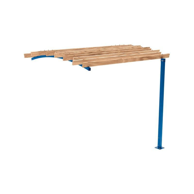 Pergola Fronterweiterung 2, Kiefer druckimprägniert Klasse 4, Stahlrohr 80x80 mm, 2.910 x 2.520 x 3.020 mm (HxBxT) fvz, beschichtet, Farbe Enzianblau