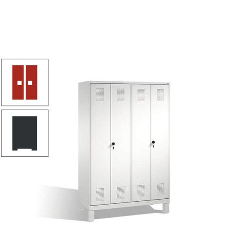 Doppel-Spind, Doppeltüren, Garderobenschrank mit Füßen, 4 Abteile a 300 mm, Korpus anthrazitgrau, Tür anthrazitgrau, 1.850 x 1.200 x 500 mm (HxBxT)