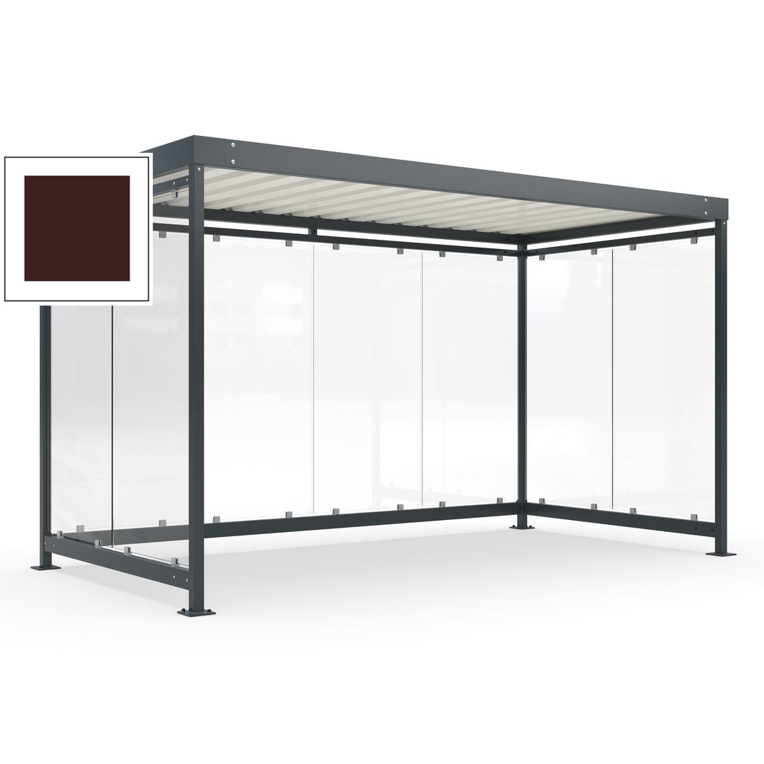 Fahrradunterstand, Fahrgastunterstand, Bushaltestelle, Bausatz, 12-13 Personen, 2.510 x 4.195 x 2.165 mm (HxBxT), 8 Wände, Achatgrau