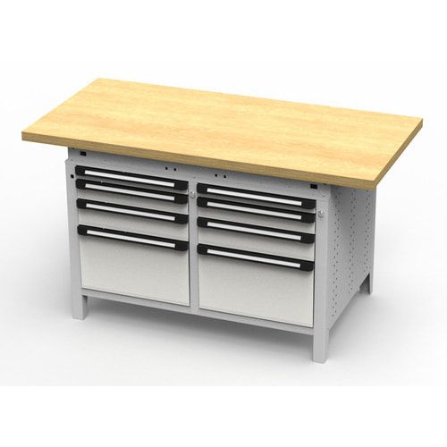OTTOKIND Werkbank - bündige Arbeitsplatte - 850 x 1.150 x 750 mm (HxBxT) - 8 Schubladen - lichtgrau
