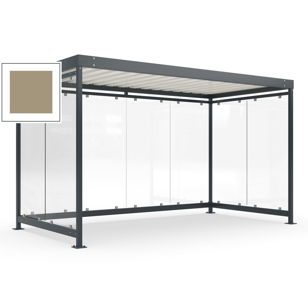 Fahrradunterstand, Fahrgastunterstand, Bushaltestelle, Bausatz, 12-13 Personen, 2.510 x 4.195 x 2.165 mm (HxBxT), 8 Wände, Achatgrau