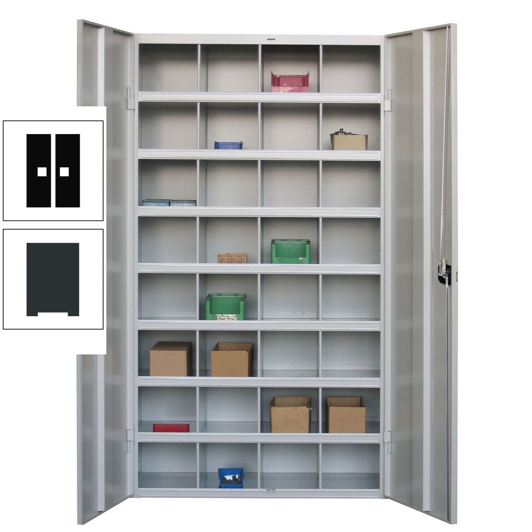 Fächerschrank - Sortierstation - Büroschrank - 32 Fächer - 1.800 x 1.000 x 530 mm (HxBxT) - Materialschrank - anthrazitgrau
