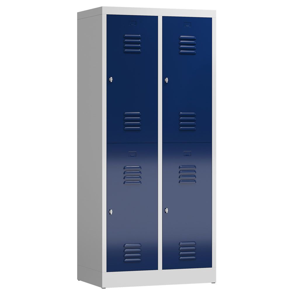 Garderobenschrank, Doppelstockspind, 2 Abteil, 4 Fächer, 1.800 x 800 x 500 mm (HxBxT), Drehriegel, Stahl, Korpus: lichtgrau, Front: anthrazitgrau