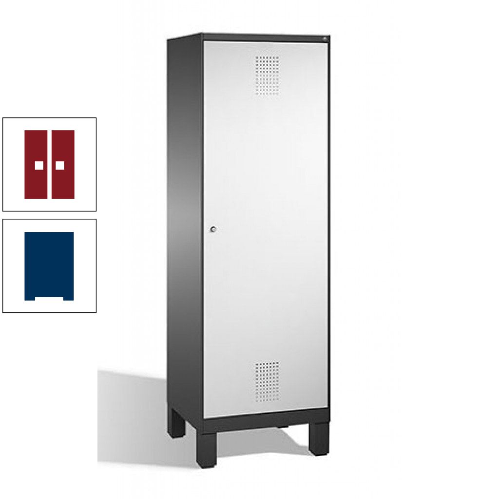 Doppel-Spind, Garderobenschrank, 1 Tür für 2 Abteile a 300 mm, Korpus anthrazitgrau, Türen anthrazitgrau, 1.850 x 600 x 500 mm (HxBxT)